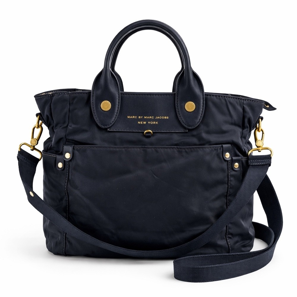 Marc by Marc Jacobs Navy Nylon Tote with Gold Hardware